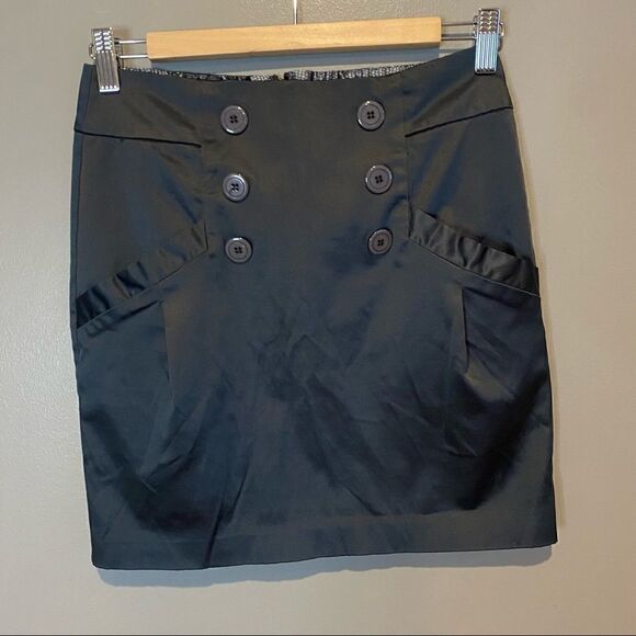 Dynamite Highwaisted Military Button Polyester Mini Skirt 3 - Picture 1 of 6